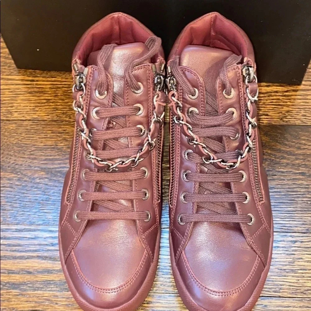 Chanel Burgundy Lambskin Skin Sneakers - Picture 8 of 8